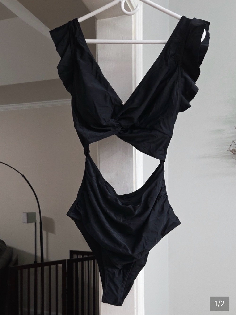 Black cutout One-Piece Bathing Suit Swimsuit size XL